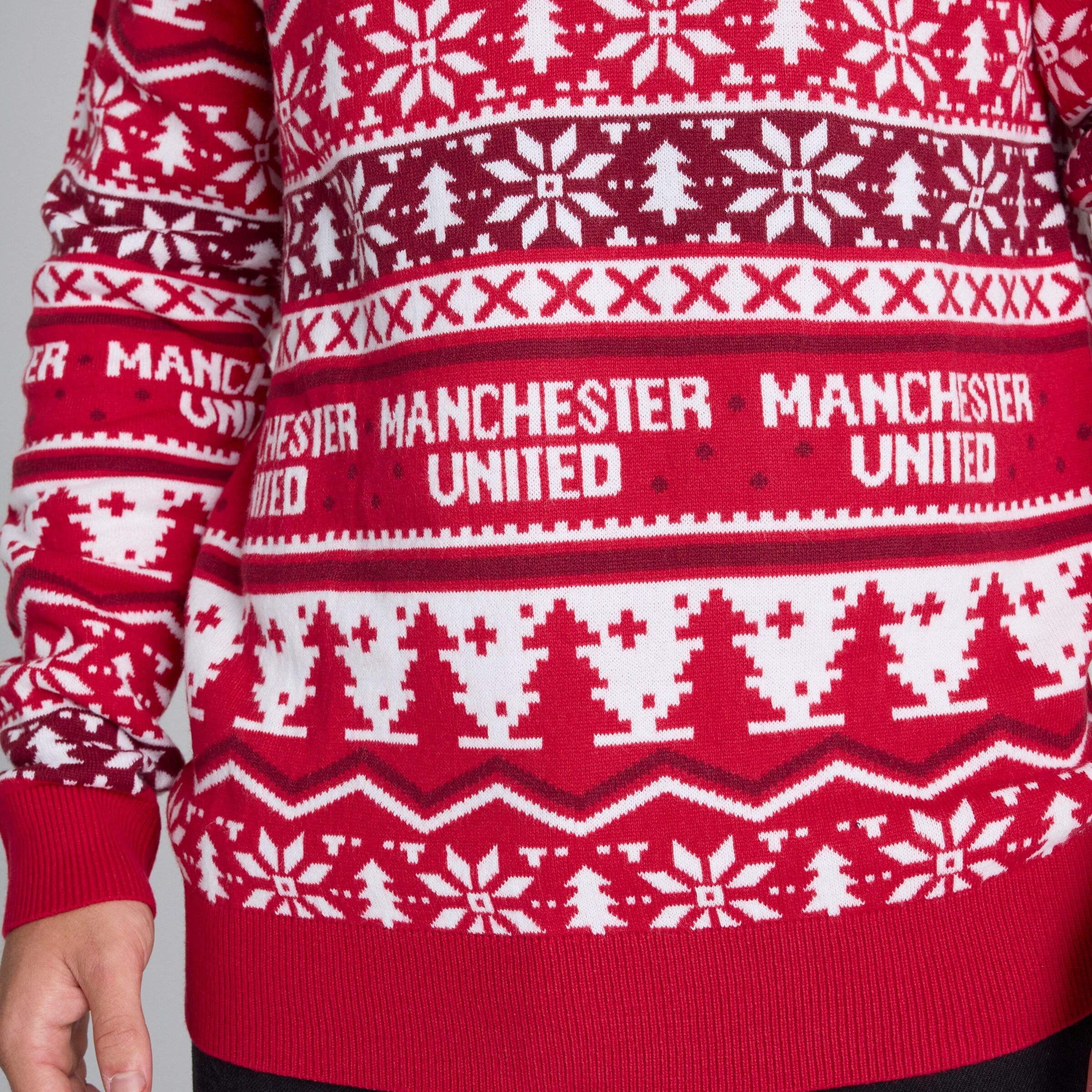 Manchester United Adults Christmas Fairisle Jumper Red Rouge Détail [4-5]