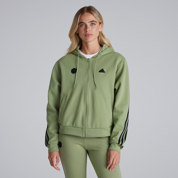 Manchester United x adidas Womens Future Icons 3-Stripes Full Zip Hoodie Green Green