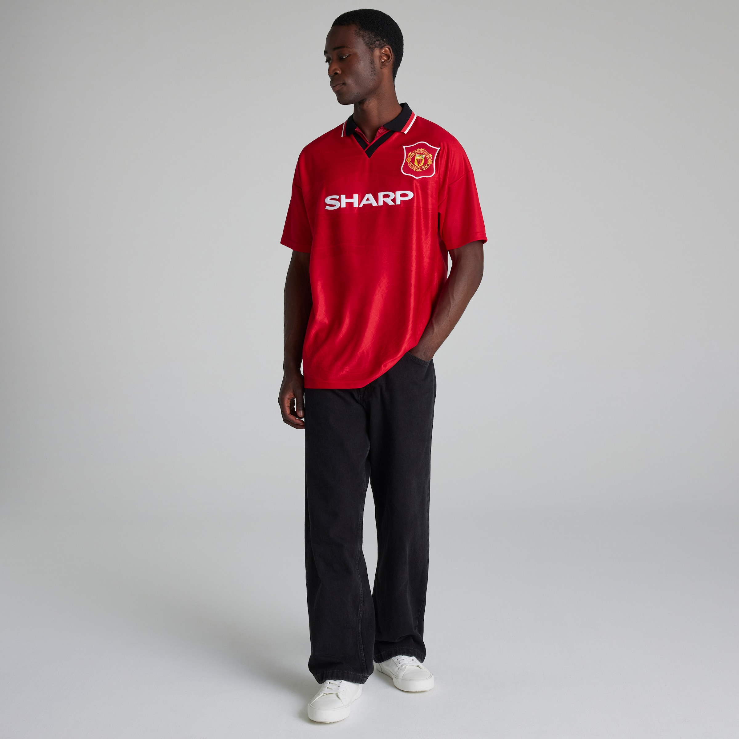  Manchester United 1994-96 Retro Home Shirt Red Red Detail [3-5]