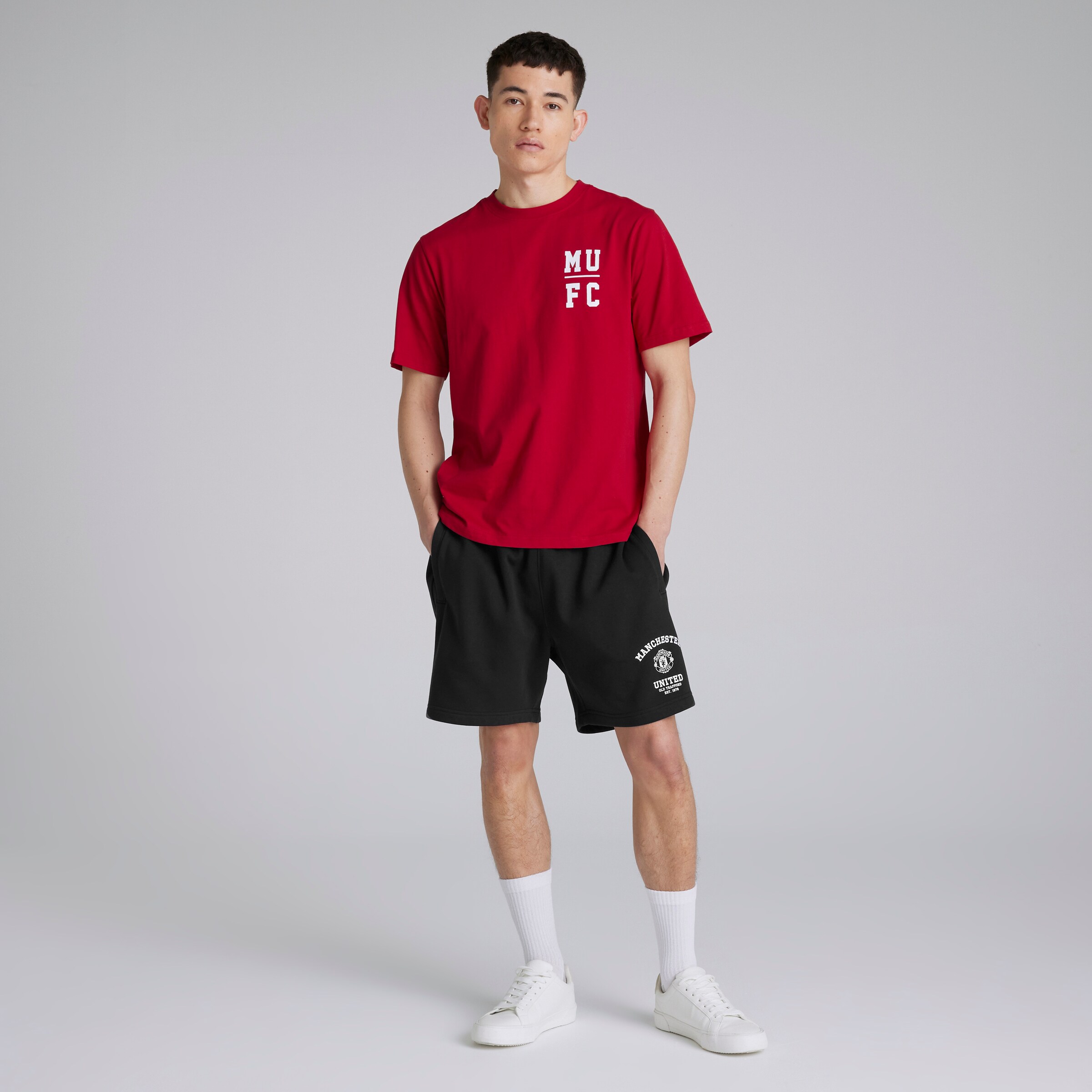 Manchester United Varsity Back Print T-Shirt Red Red Detail [3-5]