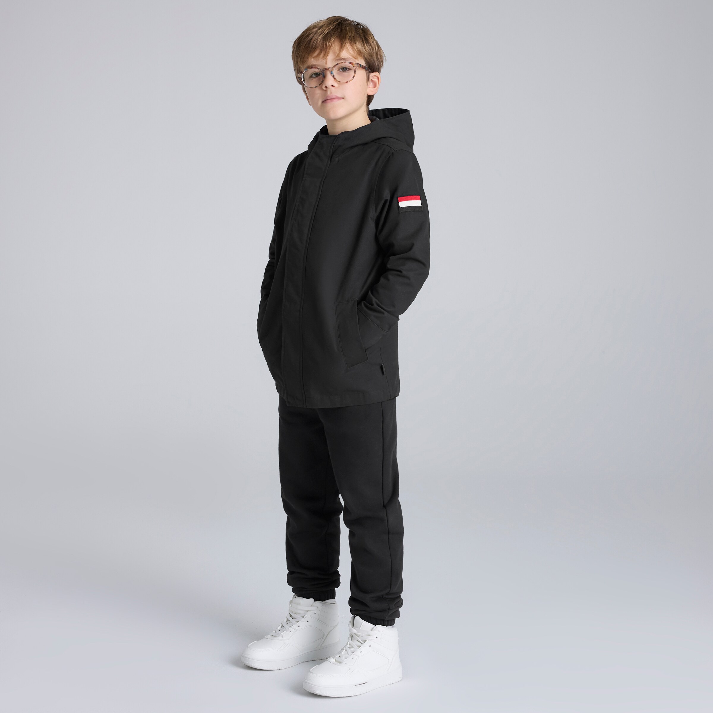 Manchester United Kids Funnel Neck Parka Black Noir Détail [3-6]