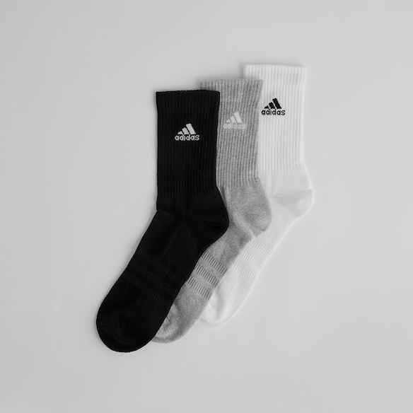 Manchester United x adidas Essentials Cushioned Crew Socks 3 Pack Black/Grey/White Multi