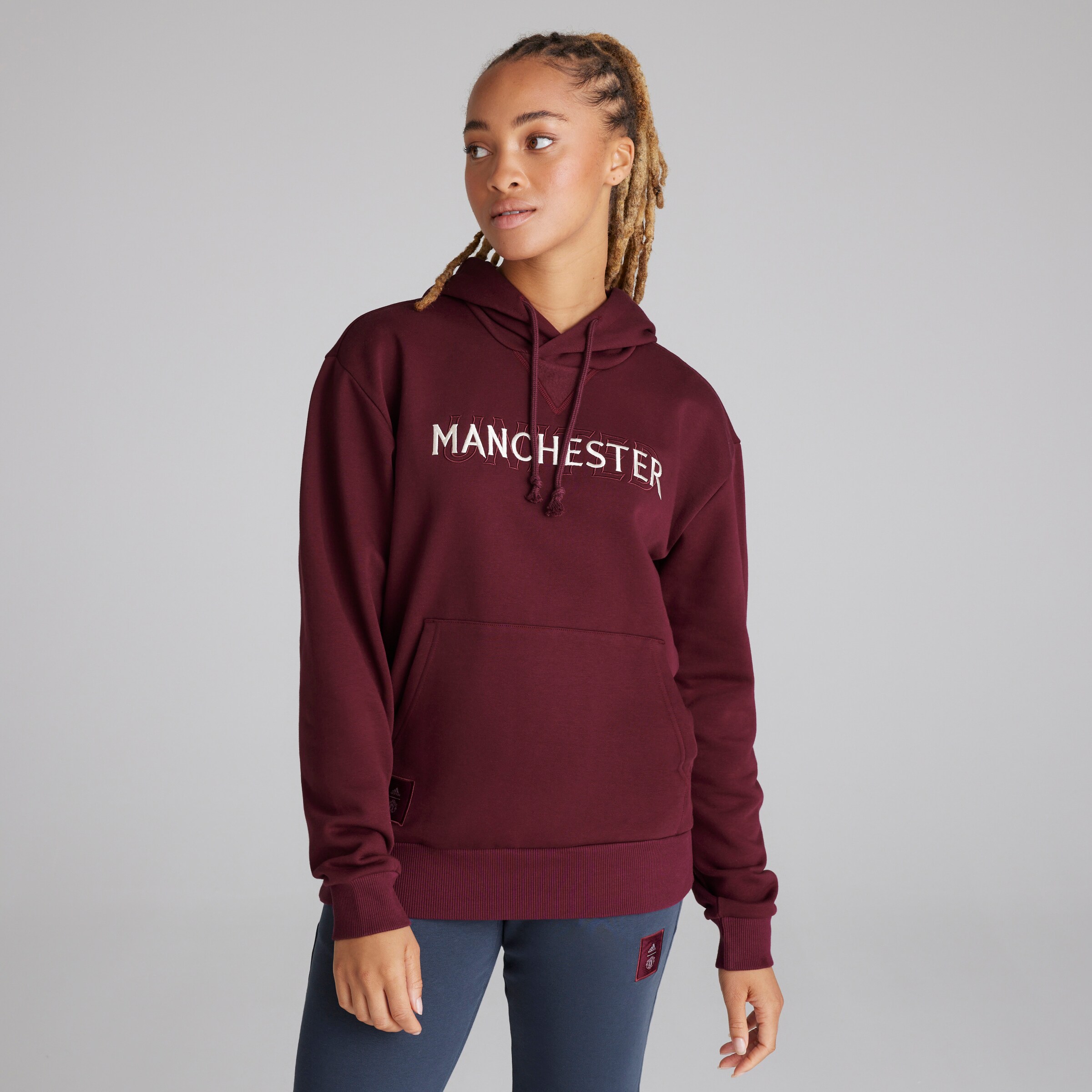 Manchester United x adidas SZNL Overhead Hoodie Red Red Detail [6-8]