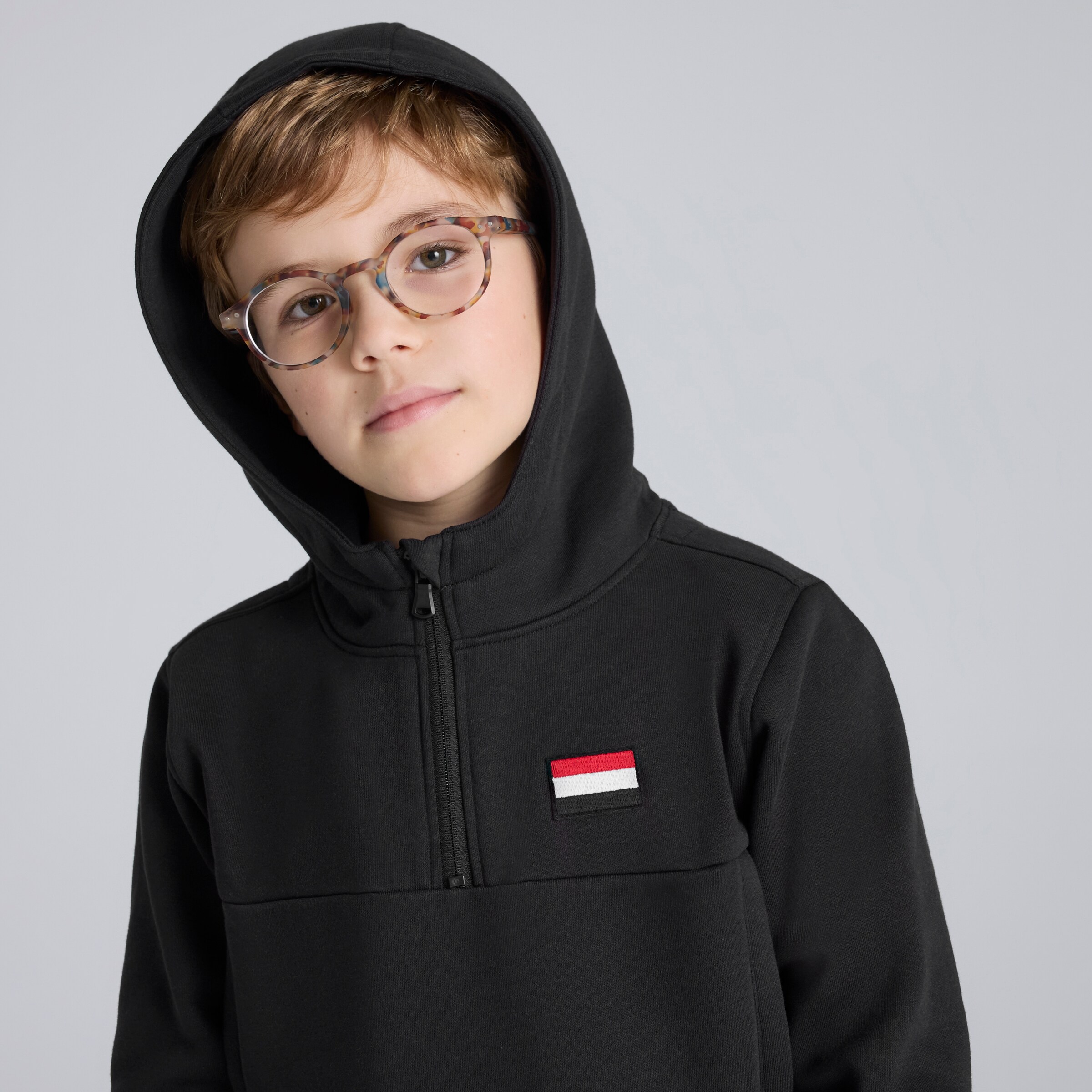 Manchester United Kids Quarter Zip Hoodie Black Black Detail [4-6]