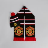 Manchester United Kids Hat And Scarf Set Black