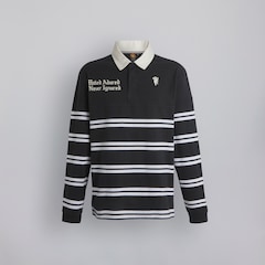 Manchester United Hated Adored Never Ignored Stripe Rugby Polo Shirt Black