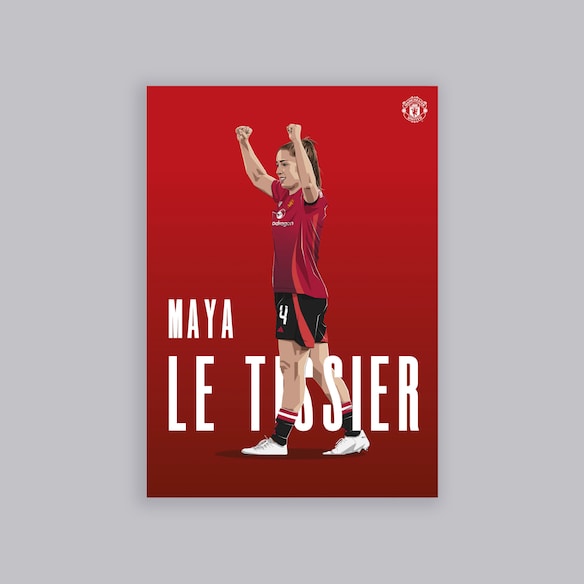 Manchester United Le Tissier Illustrated A2 Poster Red