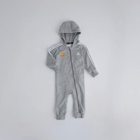 Manchester United x adidas Infant Essentials 3-Stripes French Terry Bodysuit Grey Marl