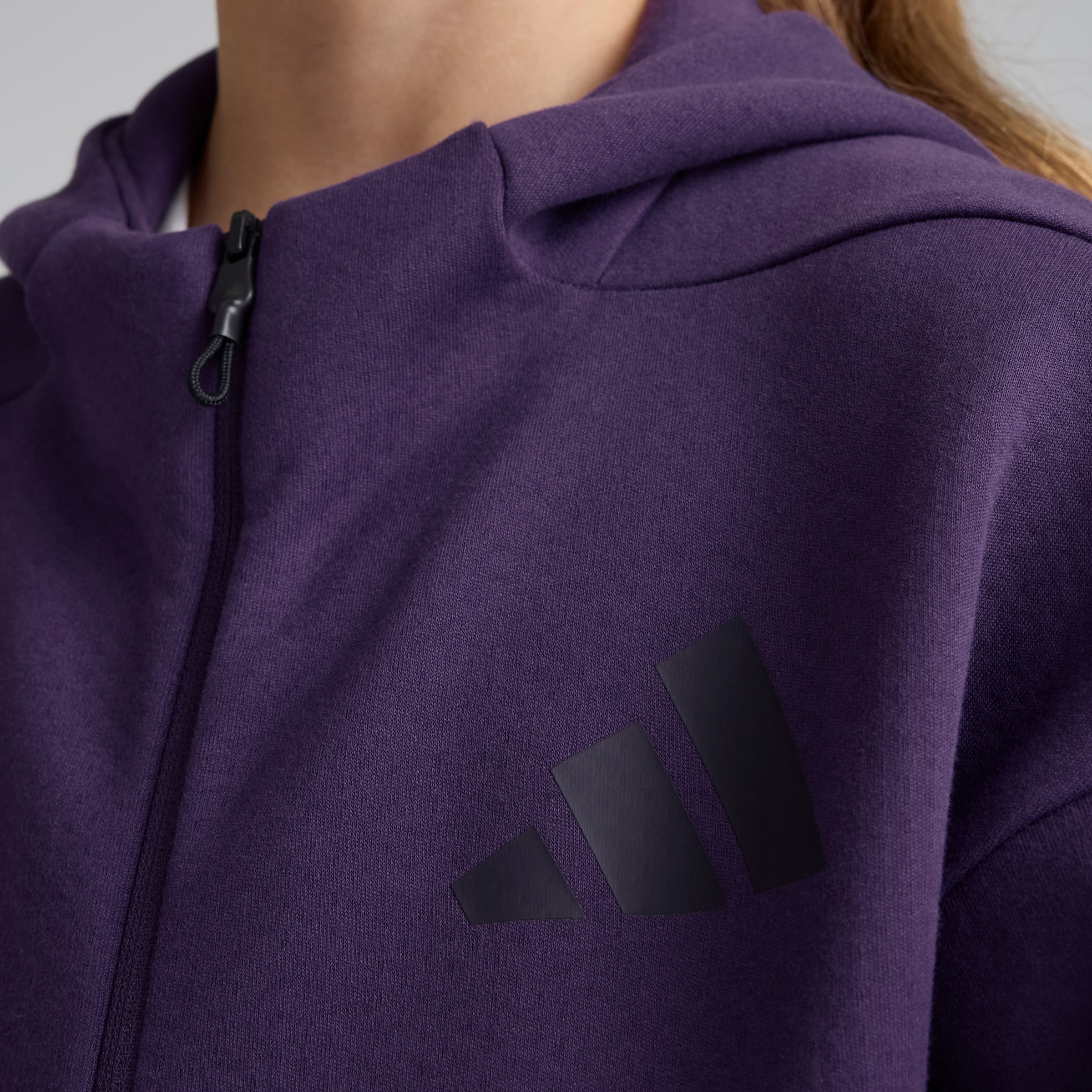 Manchester United x adidas Kids Z.N.E. Full-Zip Hoodie Purple Purple Detail [4-6]