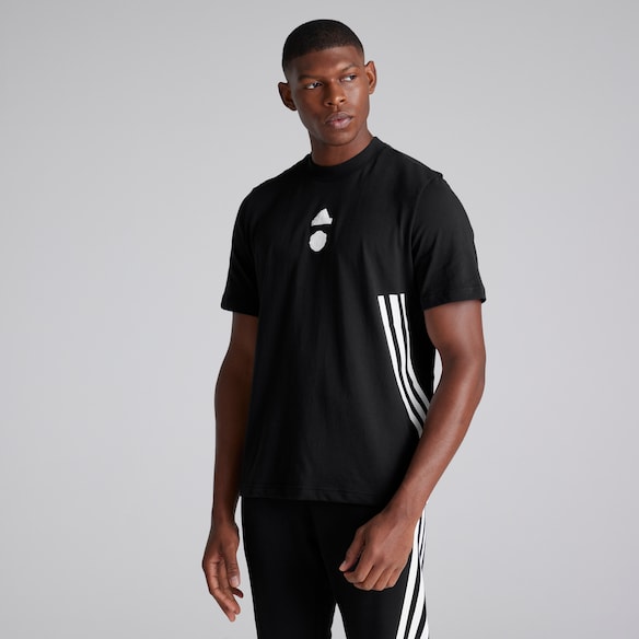 Manchester United x adidas Mens Future Icons 3-Stripes T-Shirt Black Black