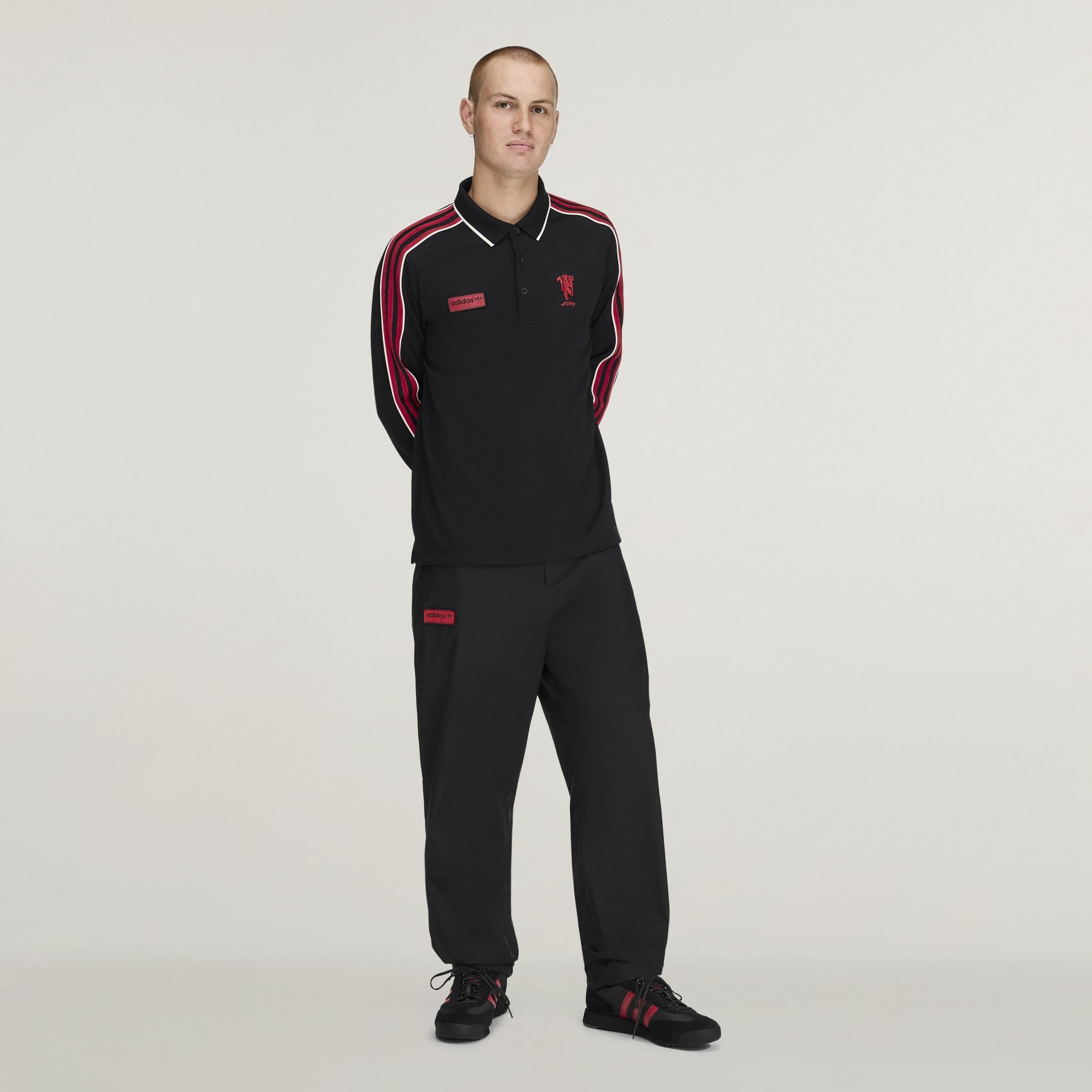 Manchester United x adidas SPZL FC Polo Shirt Black Black Detail [3-6]