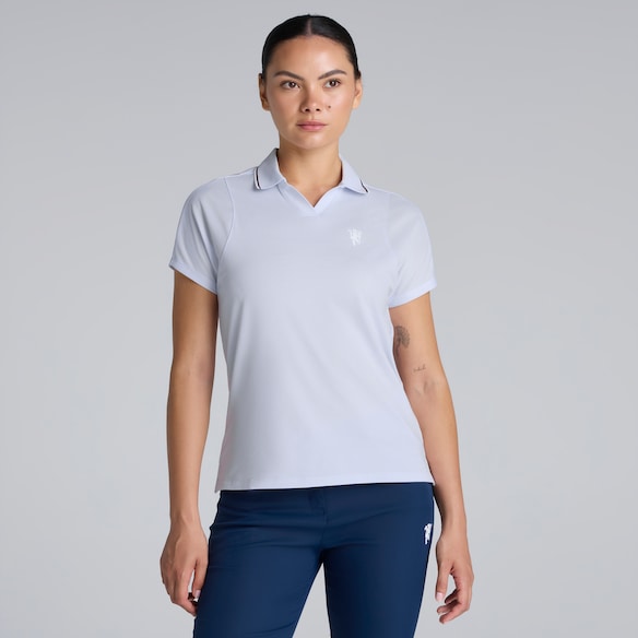 Manchester United x adidas Womens Golf Ultimate 365 Polo Shirt Purple Purple