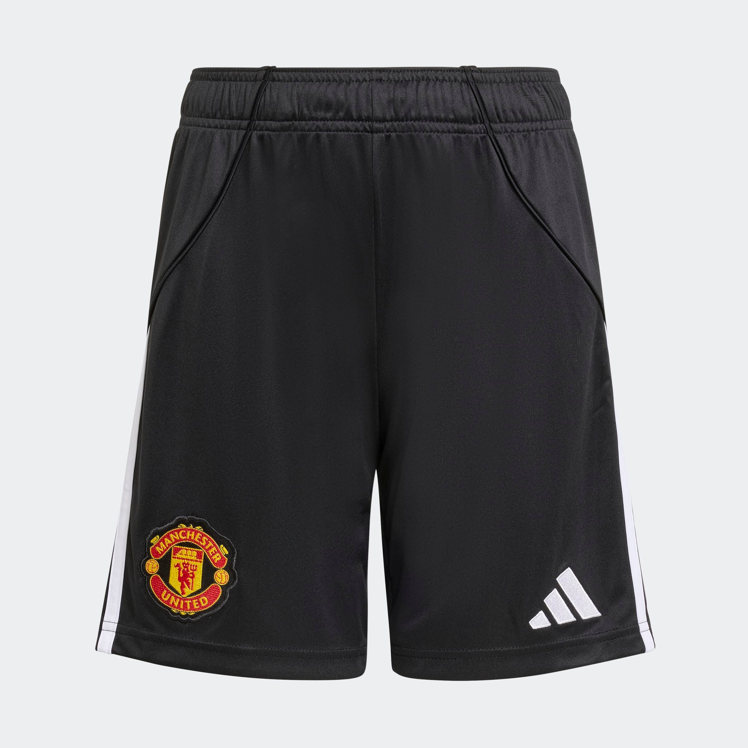 Manchester United Kids 25/26 Home Shorts Black Negro Detalle [8-8]