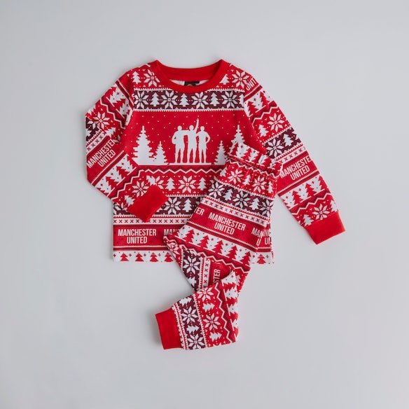 Manchester United Kids Christmas Fairisle Pyjama Red Red
