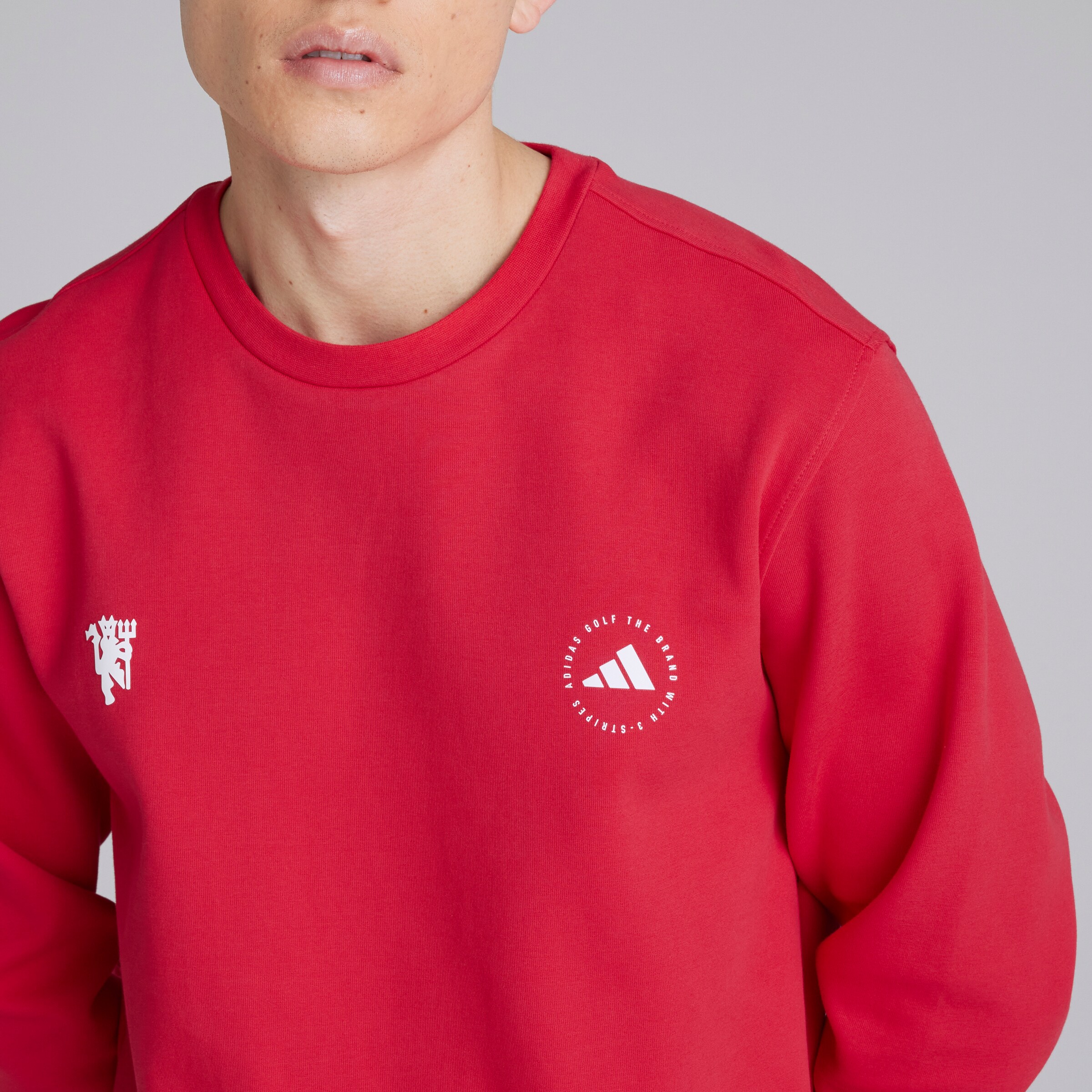 Manchester United x adidas Golf Crewneck Sweatshirt Red Red Detail [4-4]