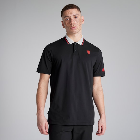 Manchester United x adidas Golf Twistknit Polo Shirt Black Black
