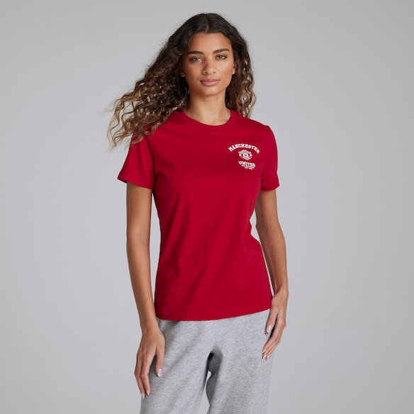 Manchester United Womens Varsity T-Shirt Red Red