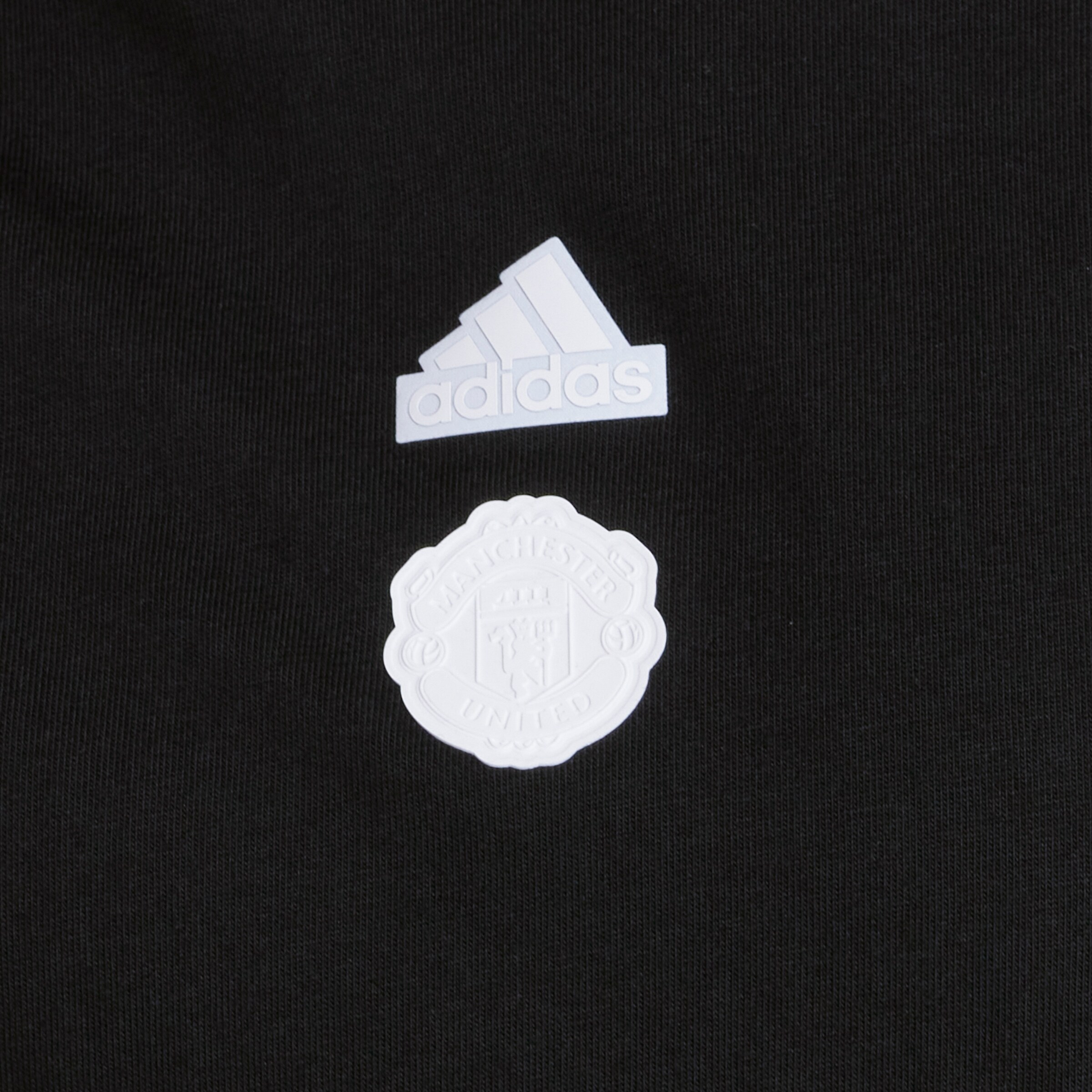 Manchester United x adidas Womens Future Icons 3-Stripes T-Shirt Black Black Detail [4-7]