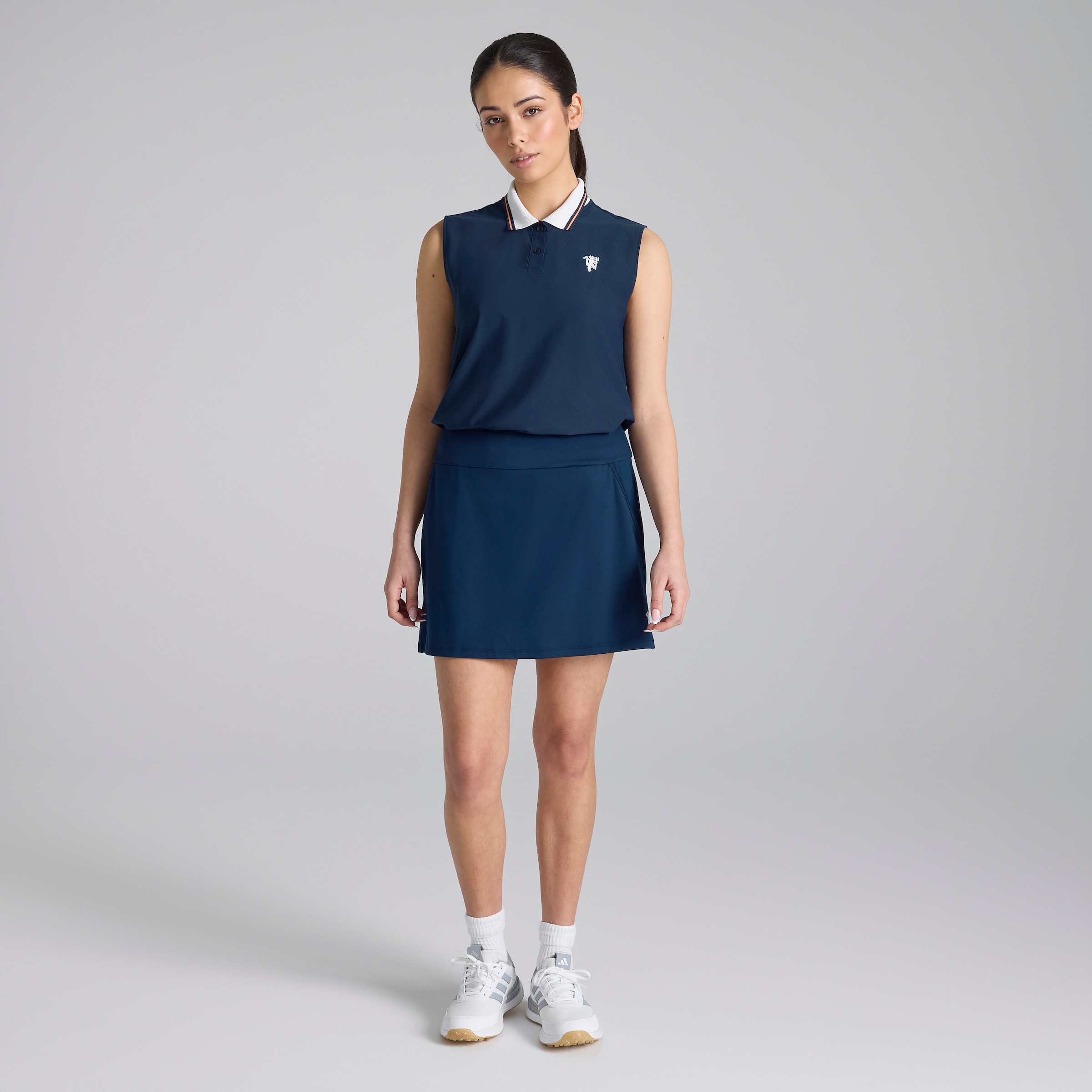 Manchester United x adidas Womens Golf Beyond The Course Sleeveless Polo Navy Navy blue Detail [3-5]
