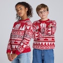 Manchester United Kids Christmas Fairisle Jumper Red