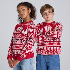 Manchester United Kids Christmas Fairisle Jumper Red
