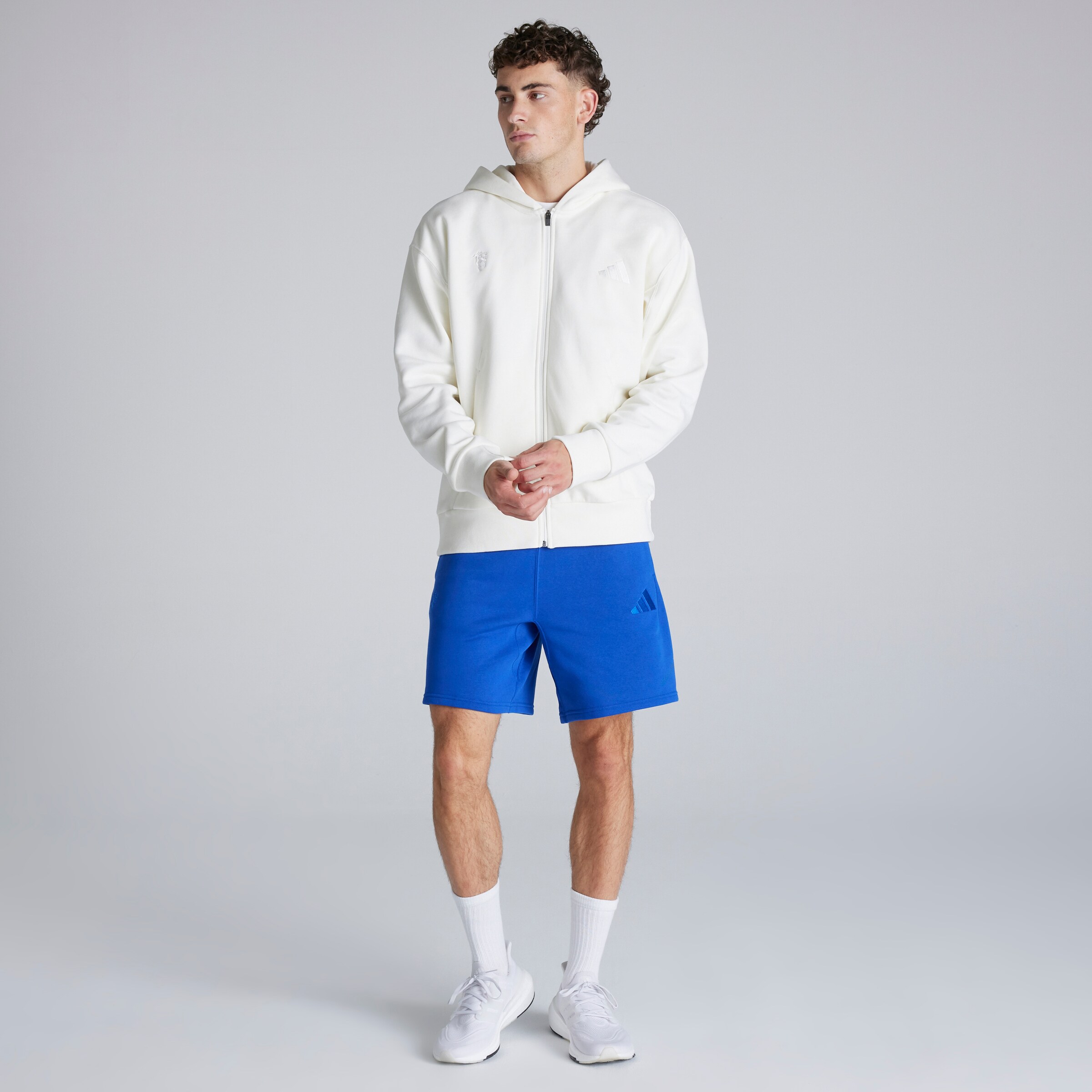 Manchester United x adidas ALL SZN Fleece Full Zip Hoodie Off White Beige Détail [3-6]