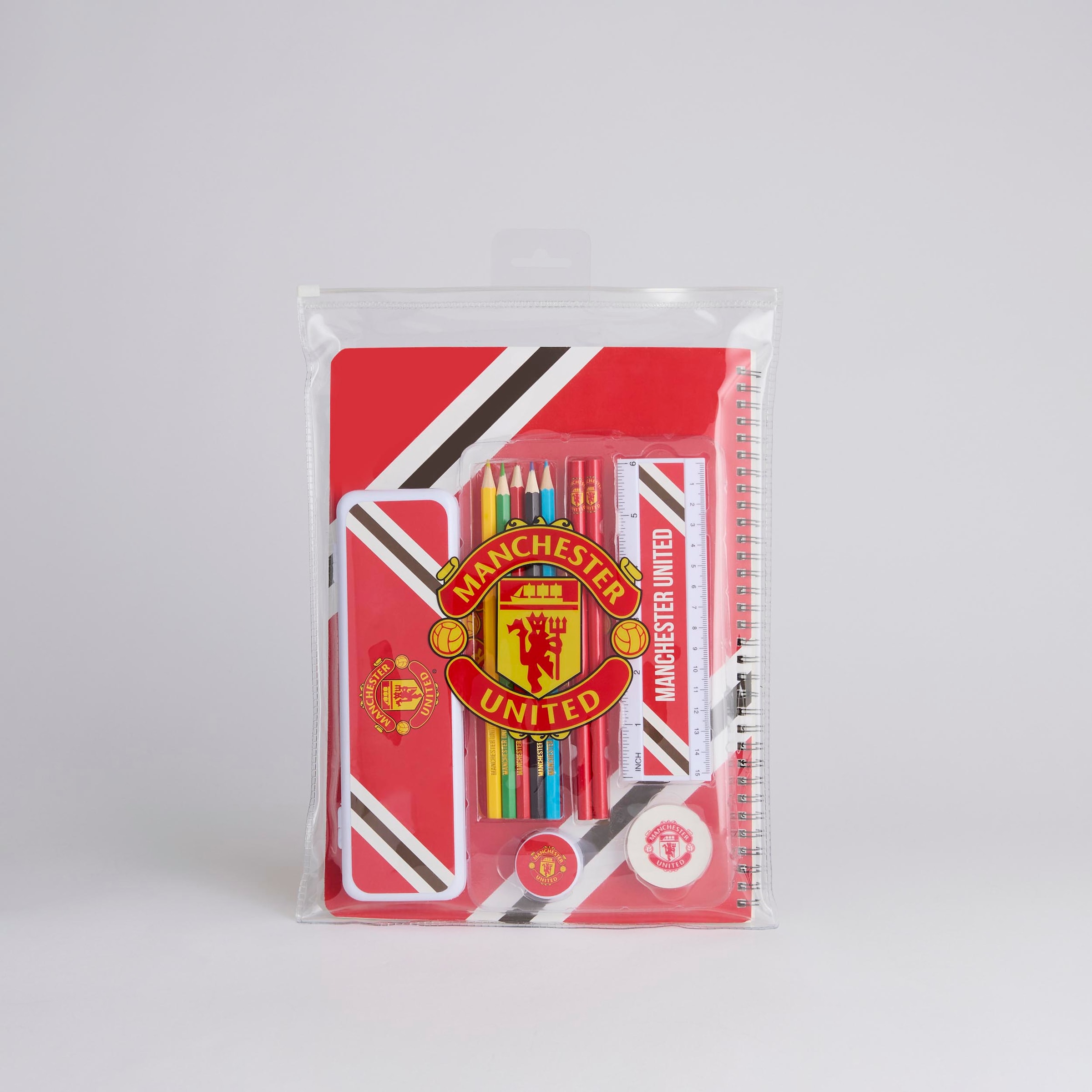 Manchester United Core Stripe A4 Stationery Set 13 Piece Red 다색 세부 사항 [1-4]