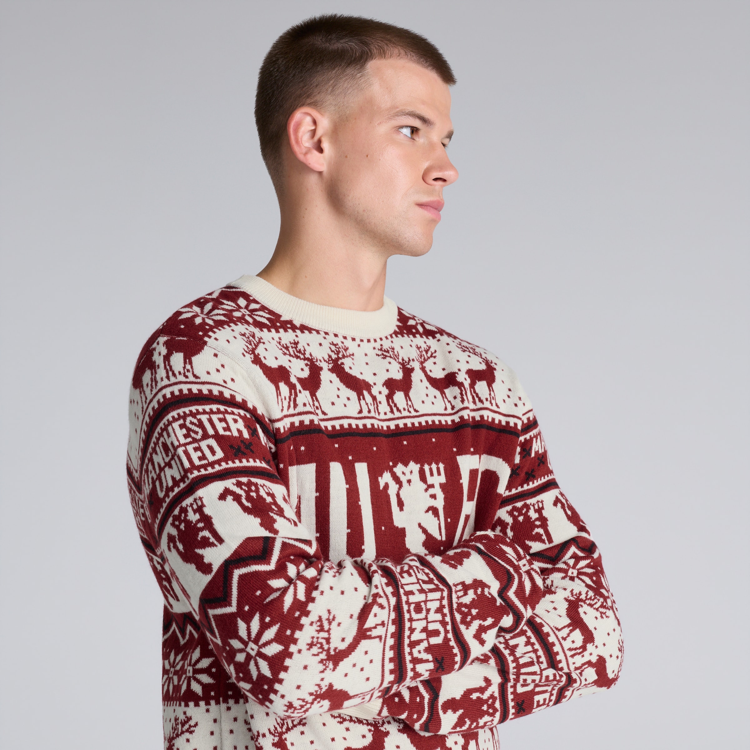 Manchester United Fairisle Christmas Jumper Red Multi Detail [5-5]