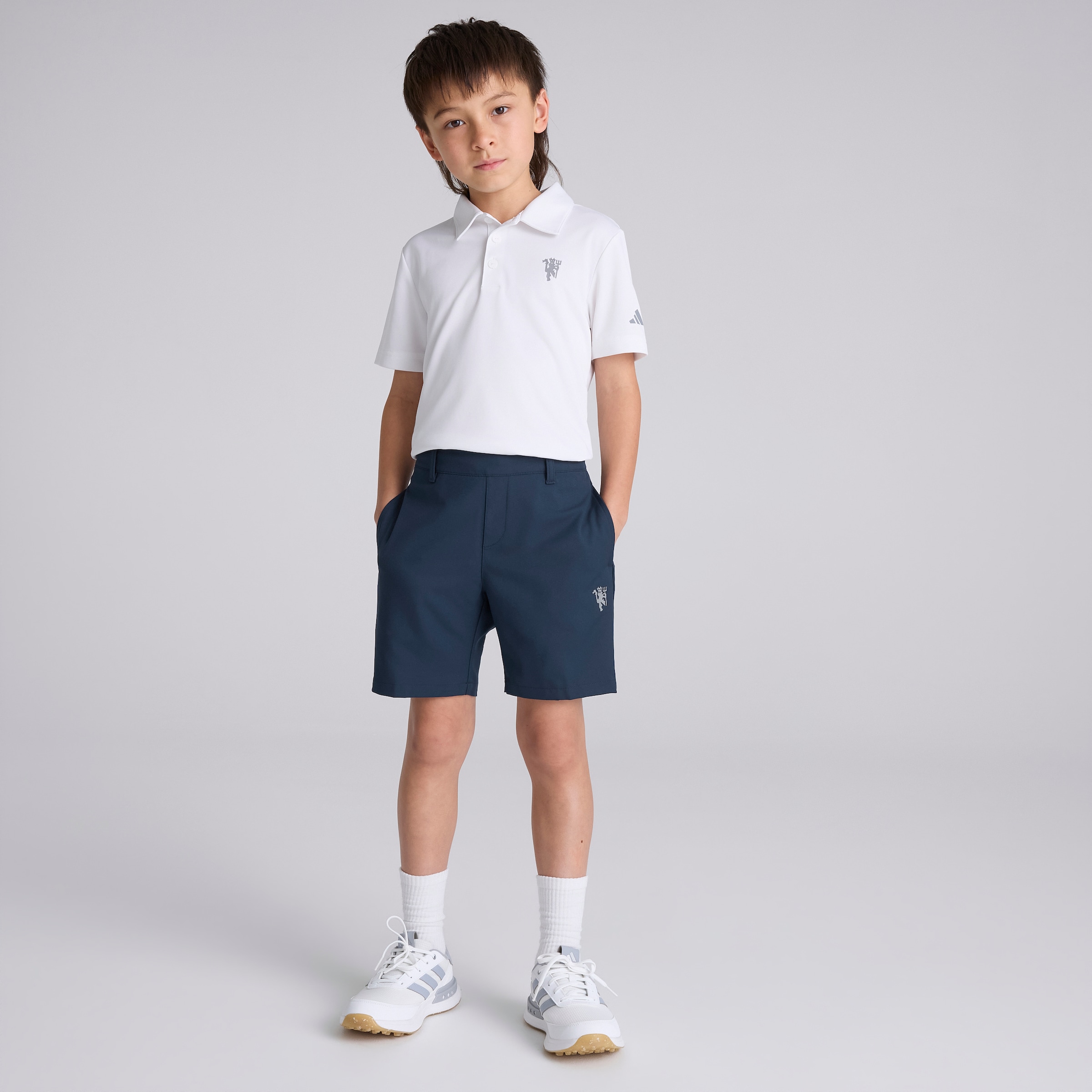 Manchester United x adidas Kids Golf Ultimate365 Adjustable Shorts Navy Navy blue Detail [3-5]