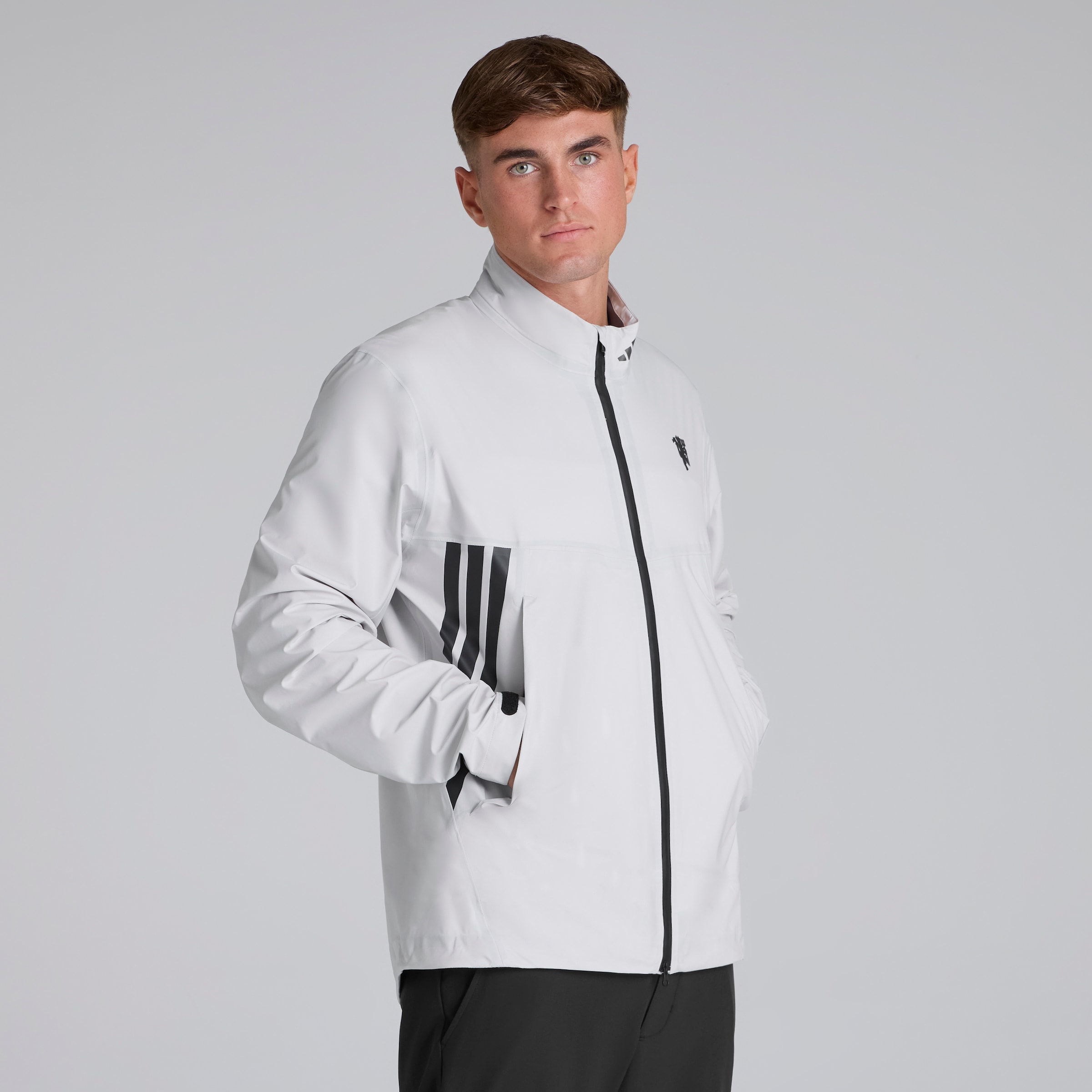 Manchester United x adidas Golf Ultimate365 Tour CLIMAPROOF+ Jacket Grey Grey Detail [1-5]