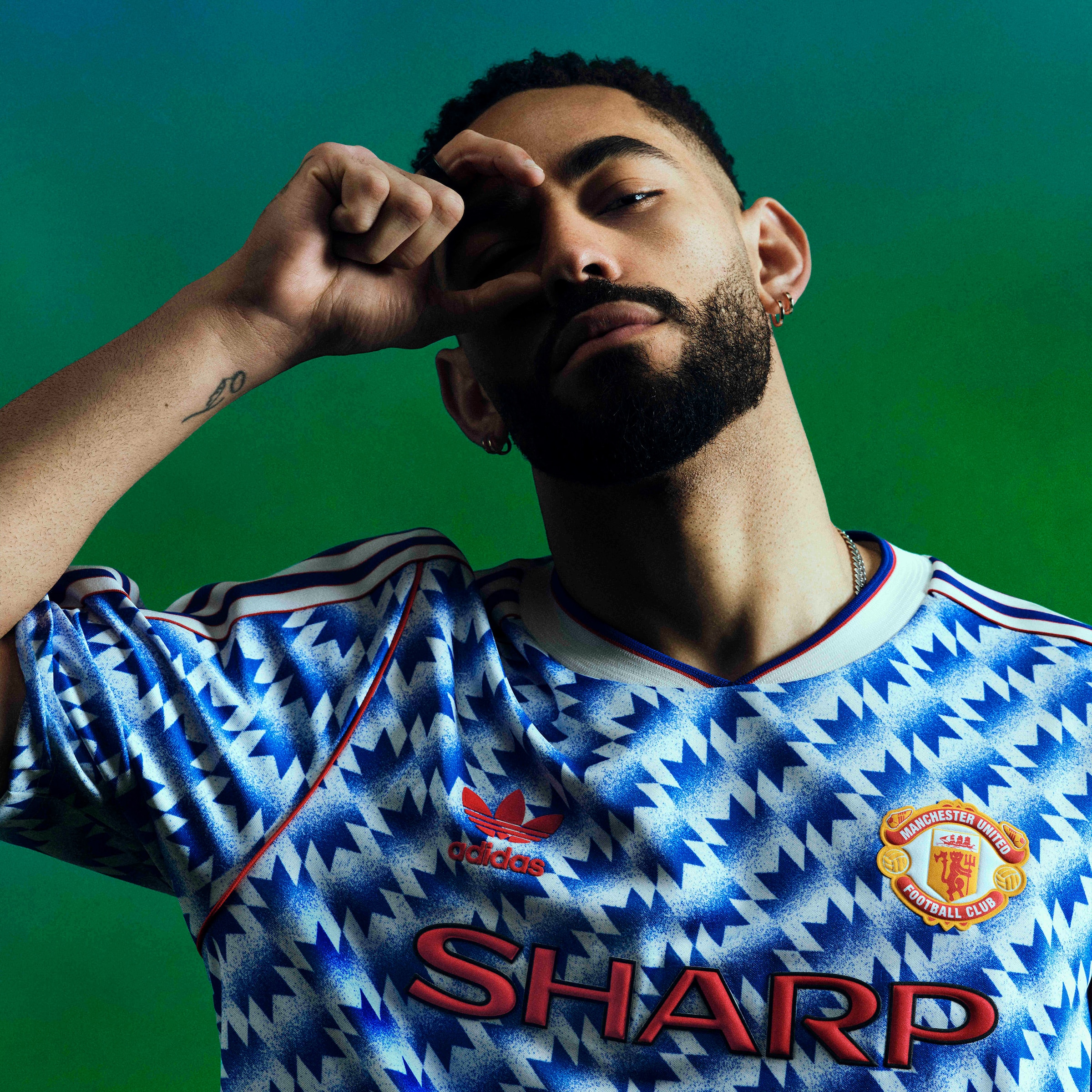 Manchester United x adidas Bringback 90/92 Away Jersey Blue Multicolore