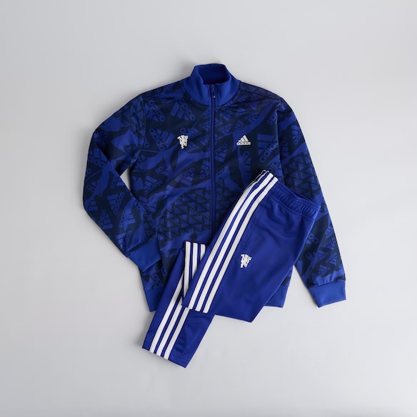 Manchester United x adidas Kids Camouflage Tracksuit Blue Blau