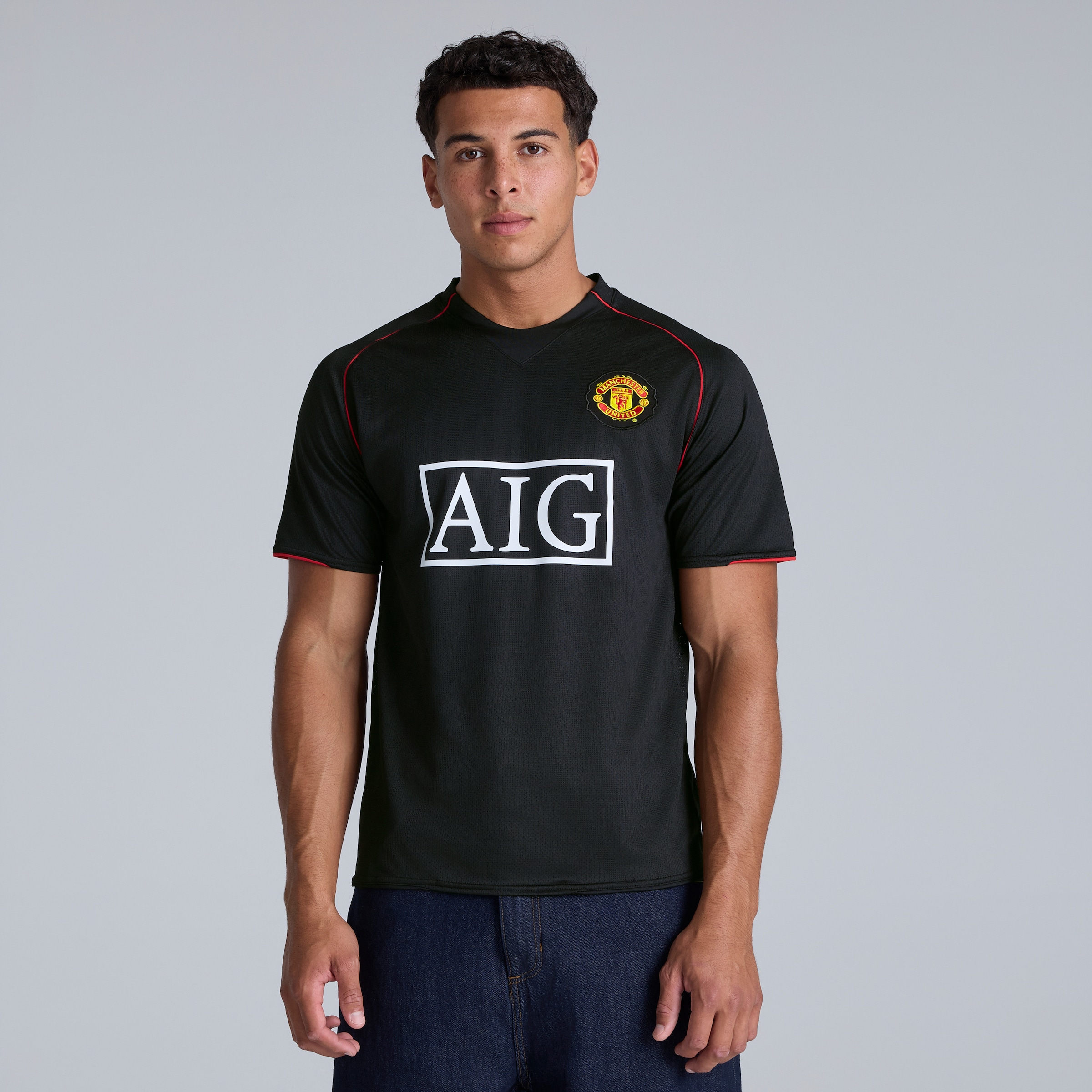 Manchester United Retro 2007-09 Blackout Champions League Final Shirt Rooney Printing Black Noir Détail [2-5]