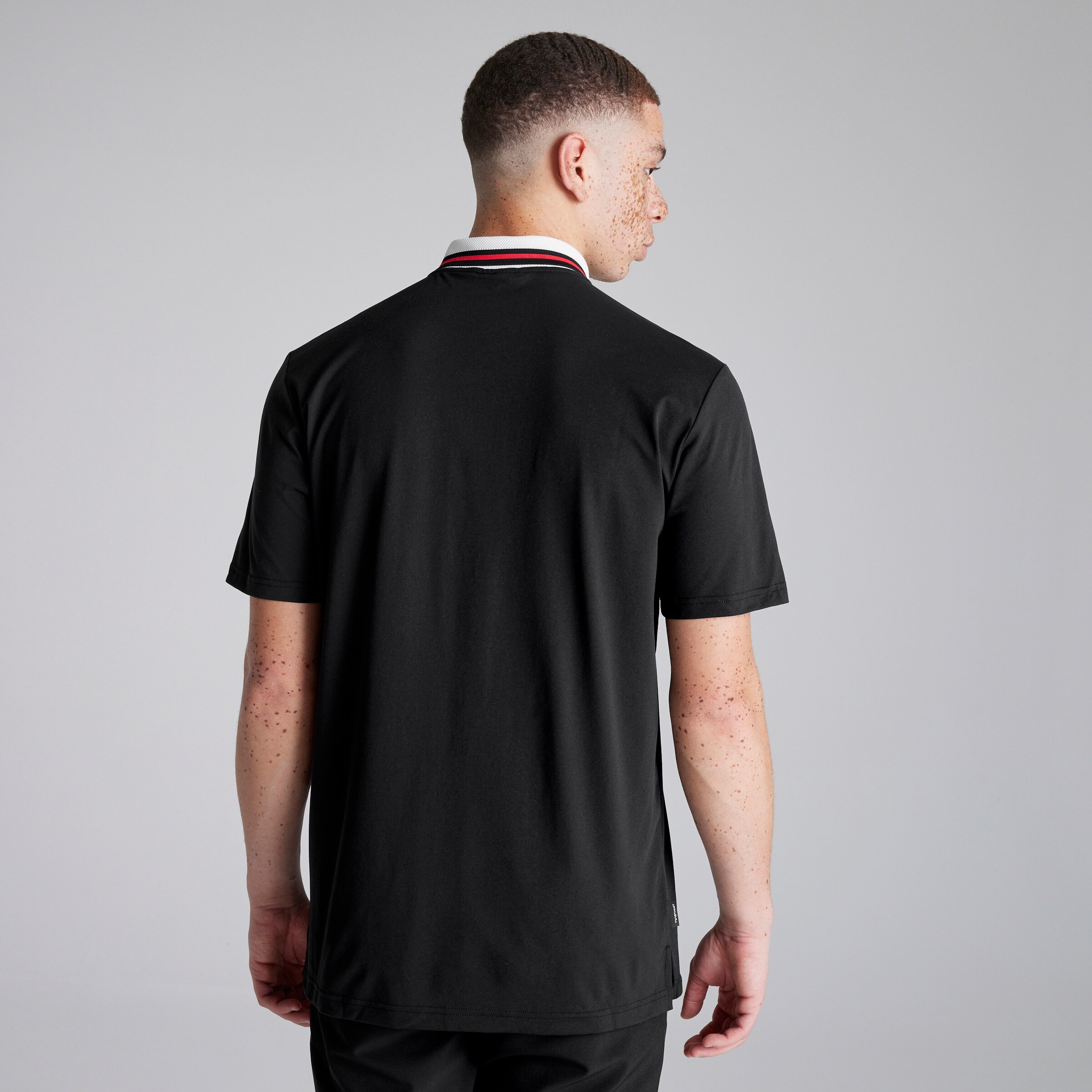 Manchester United x adidas Golf Twistknit Polo Shirt Black Black Detail [2-5]