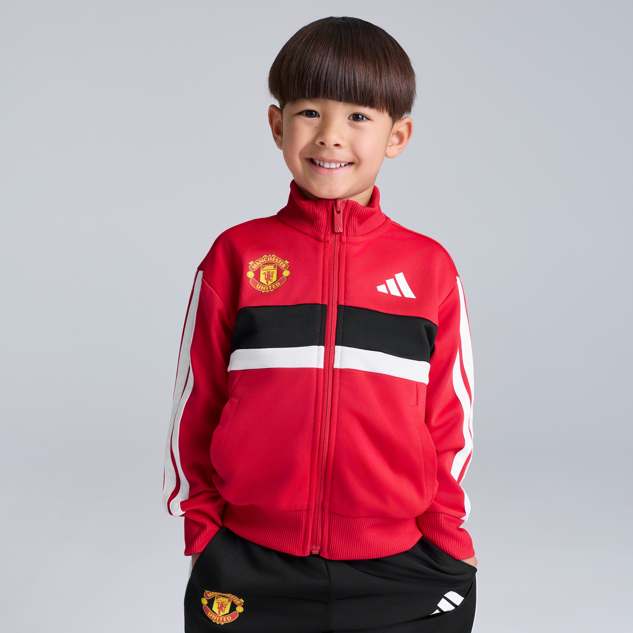 Manchester United x adidas Little Kids Essentials Tibero Tracksuit Red Red Detail [3-6]