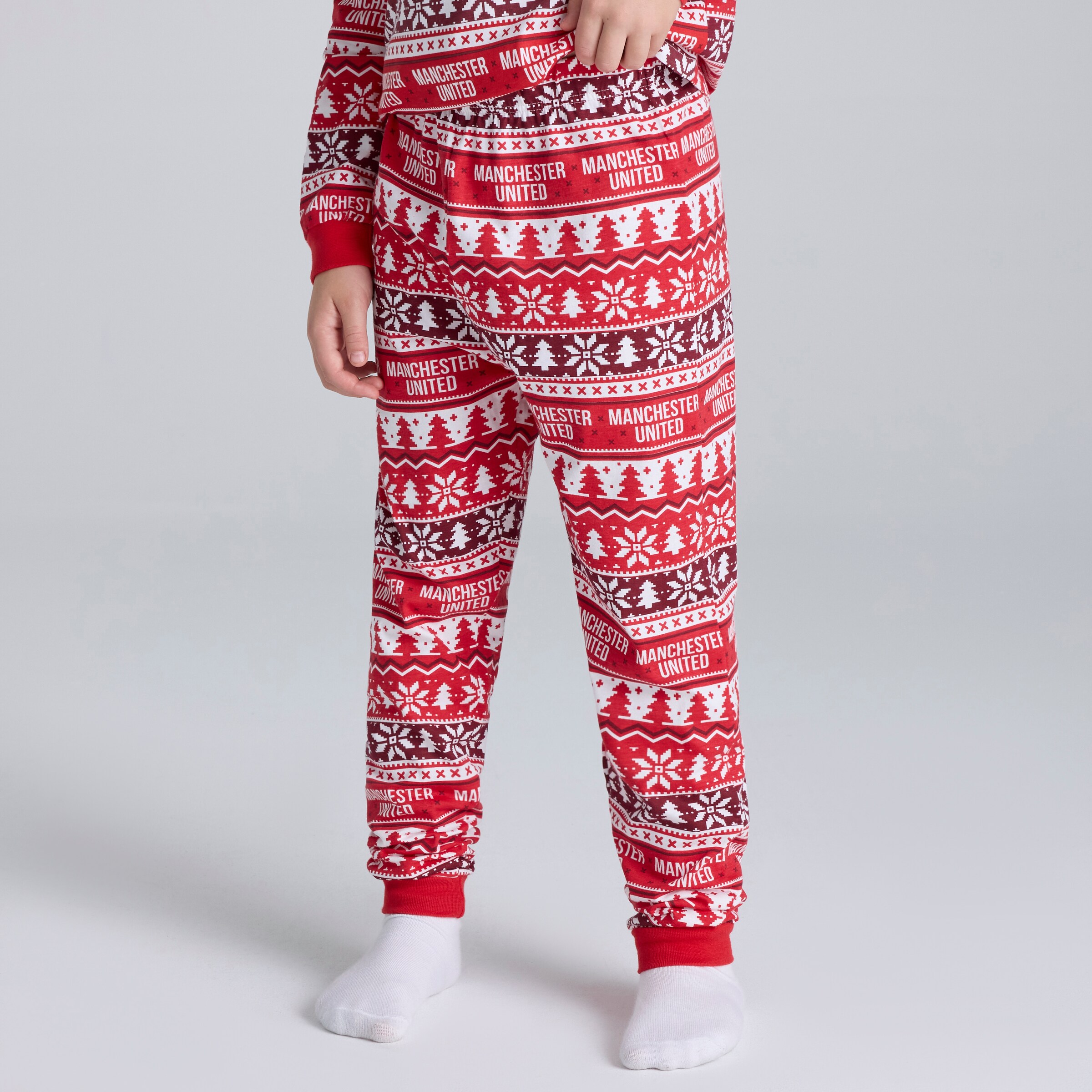 Manchester United Kids Christmas Fairisle Pyjama Red Red Detail [4-5]