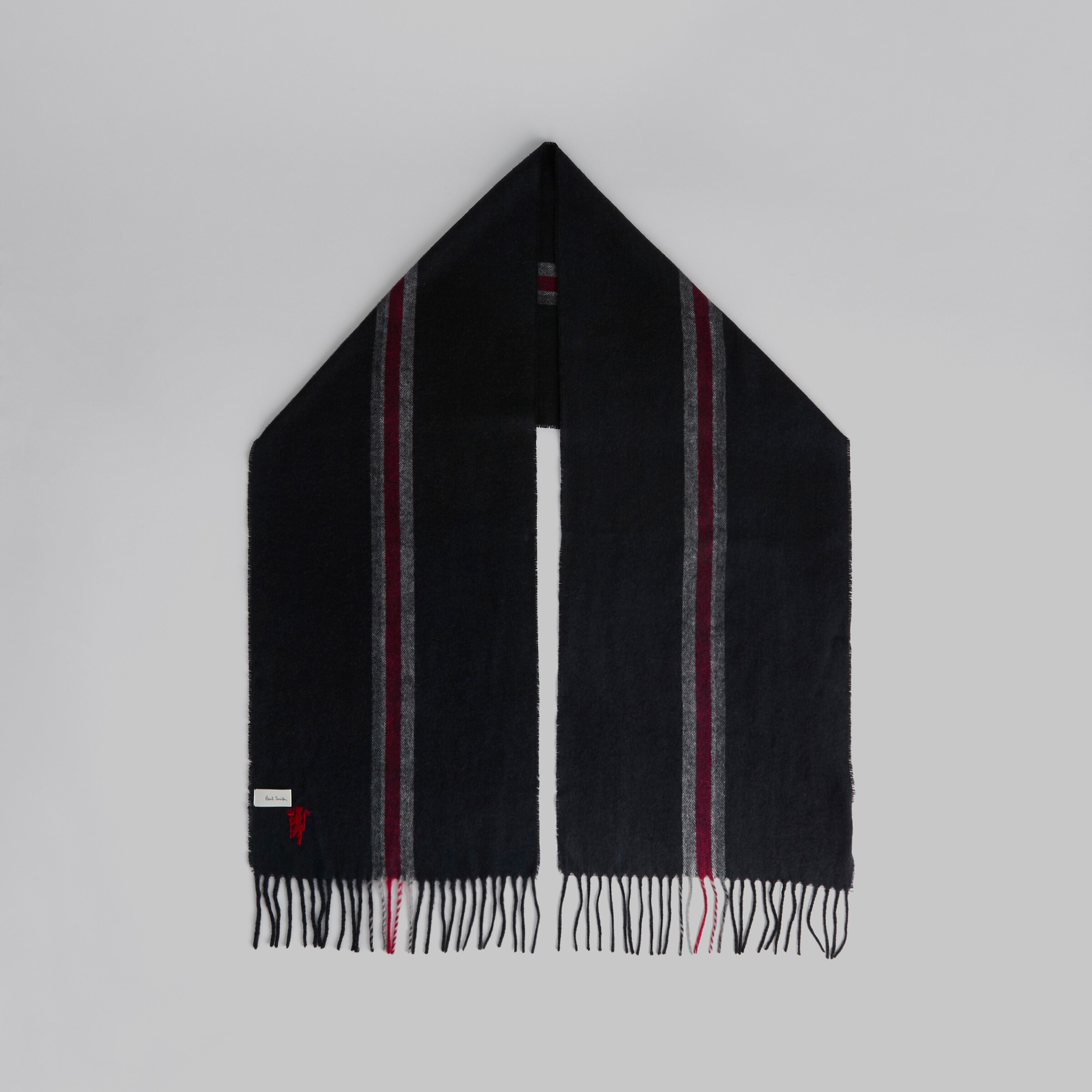 Manchester United x Paul Smith Stripe Scarf Charcoal Detail [2-5]