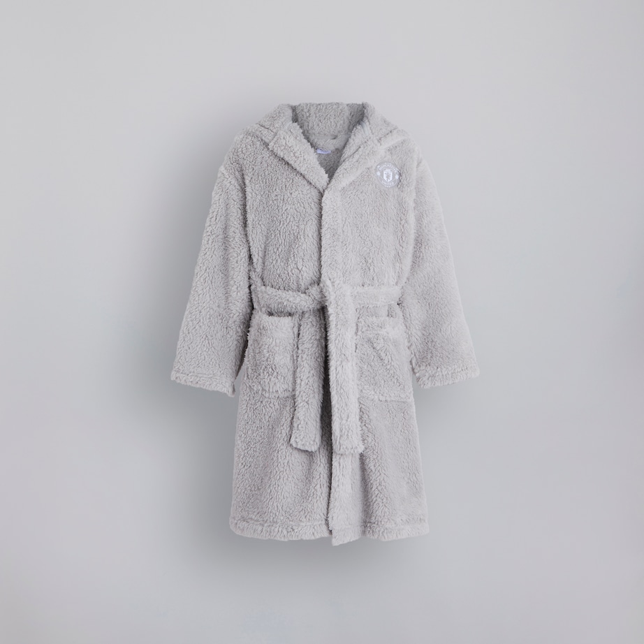 Manchester United Girls Dressing Gown Grey Manchester United Girls Dressing Gown Grey