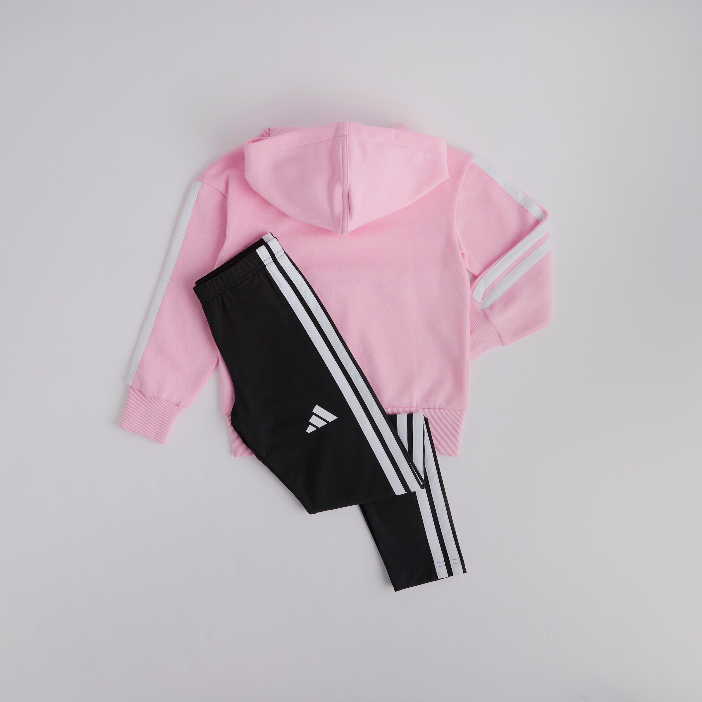 Manchester United x adidas Kids Essentials Tiberio 3-Stripes Fleece Leggings Set Pink Rose Détail [2-4]