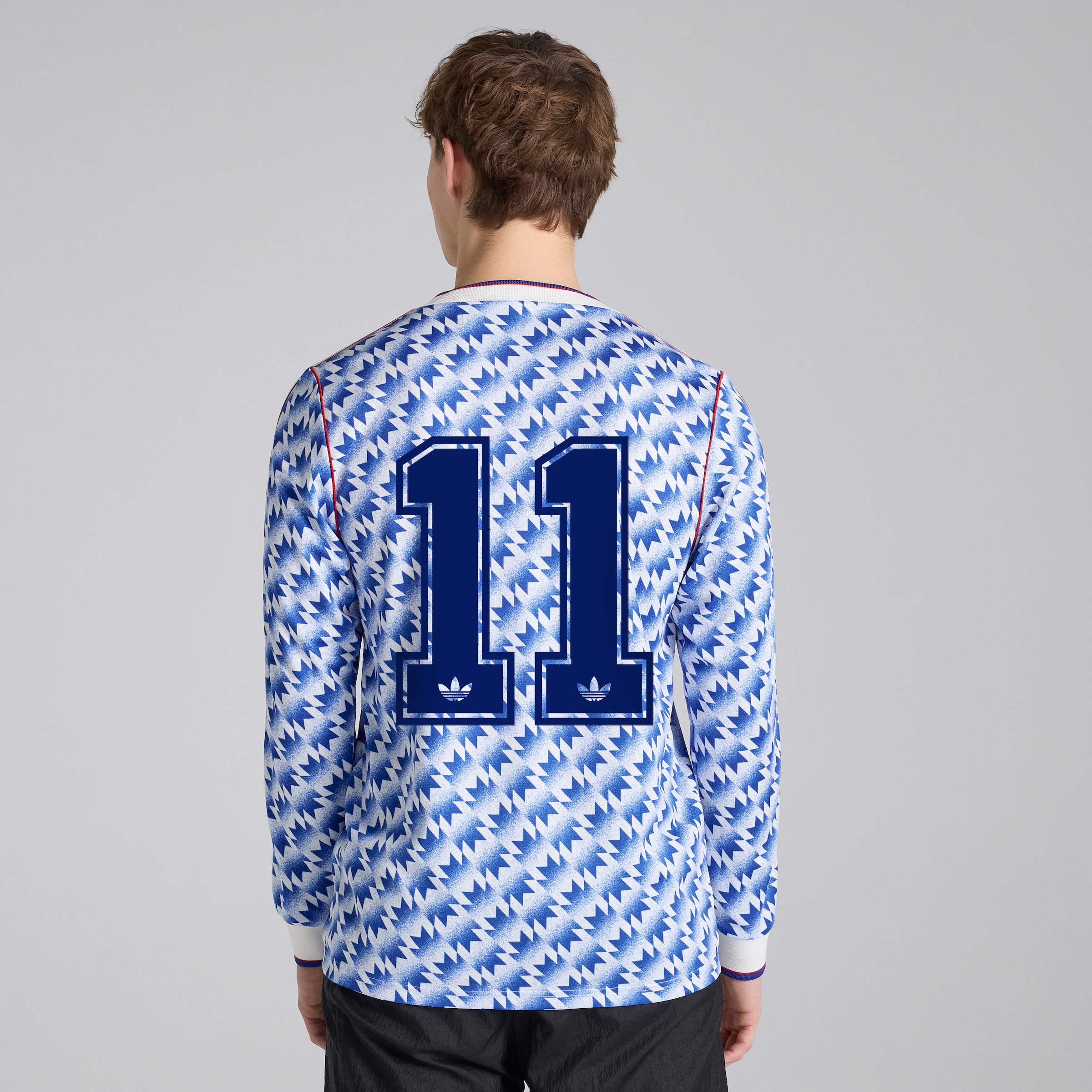 Manchester United x adidas Bringback 90/92 Away 11 Printed Long Sleeve Jersey Blue Blue