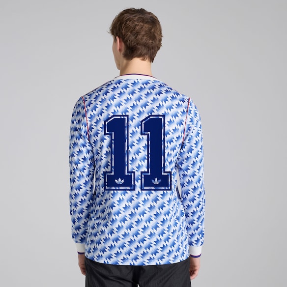 Manchester United x adidas Bringback 90/92 Away 11 Printed Long Sleeve Jersey Blue Blue