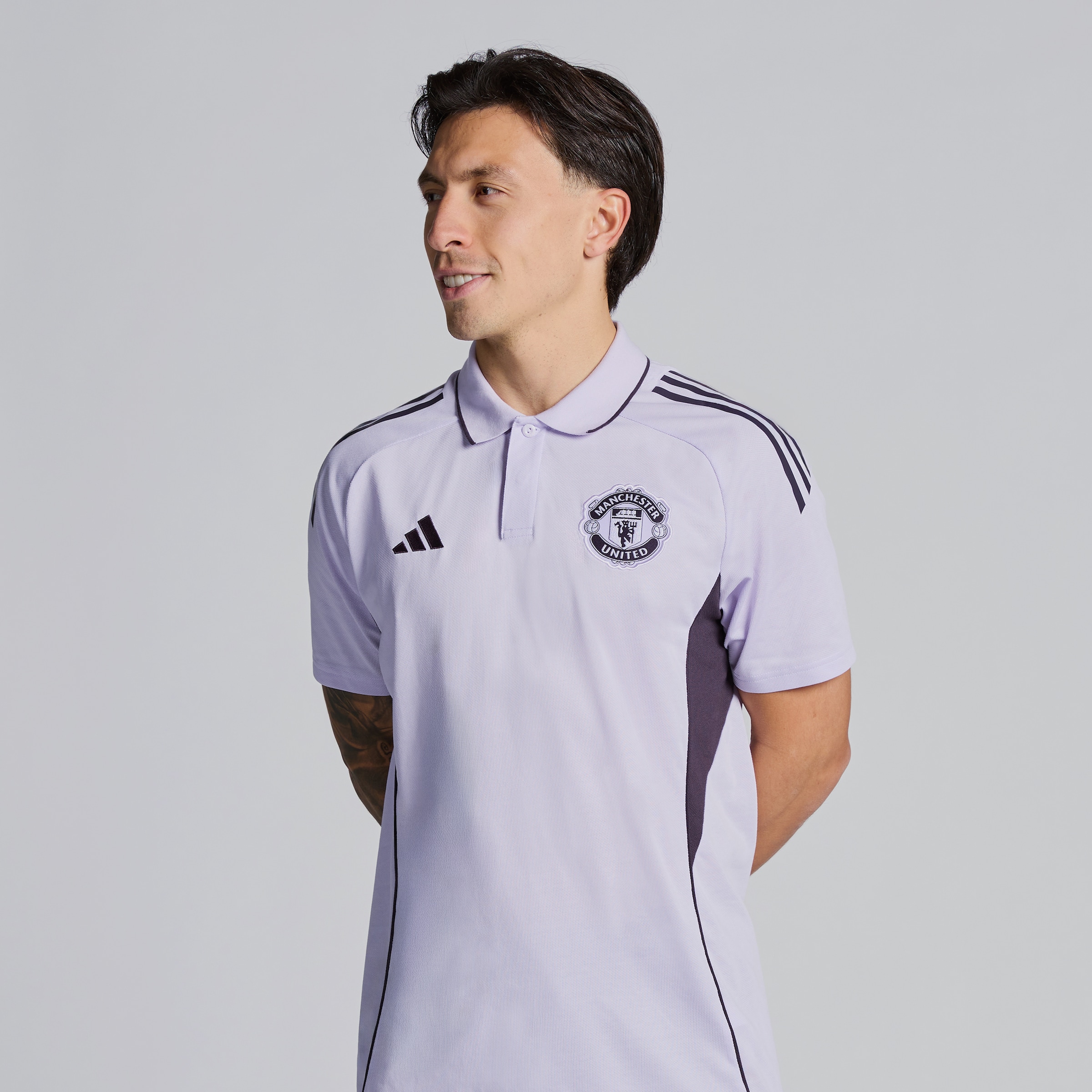 Manchester United Tiro 25 Competition Polo Shirt Purple Detail [3-5]