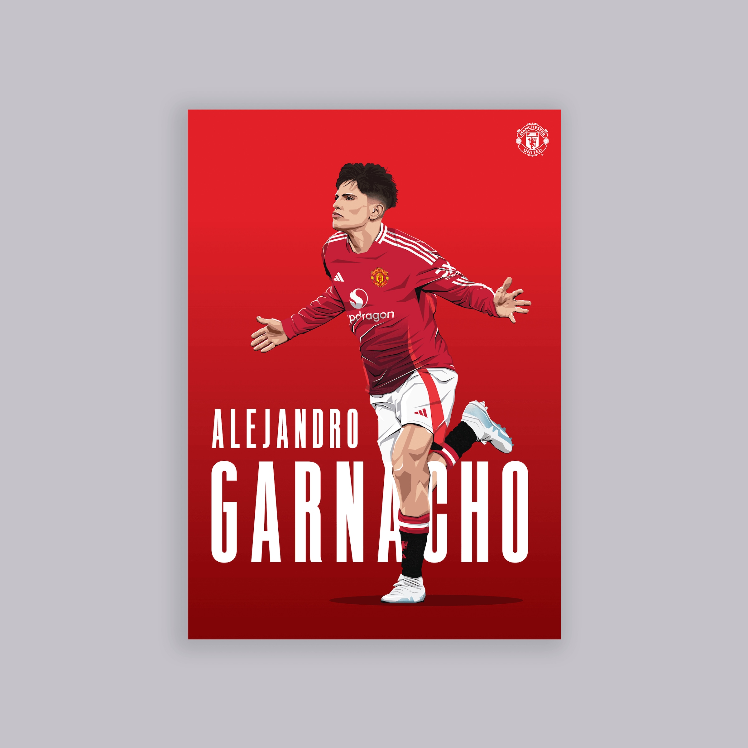 Manchester United Garnacho Illustrated A2 Poster Red Detail [1-1]