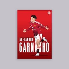 Manchester United Garnacho Illustrated A2 Poster Red