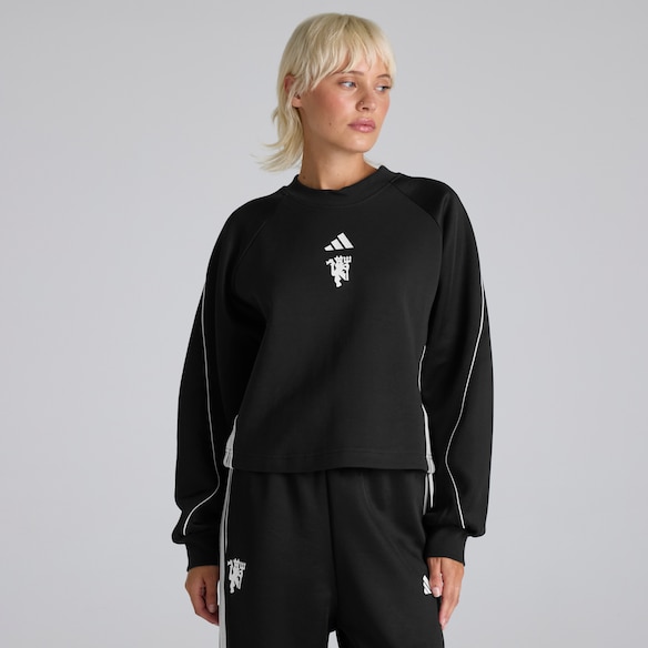 Manchester United x adidas Womens Stadium Crewneck Sweatshirt Black Negro