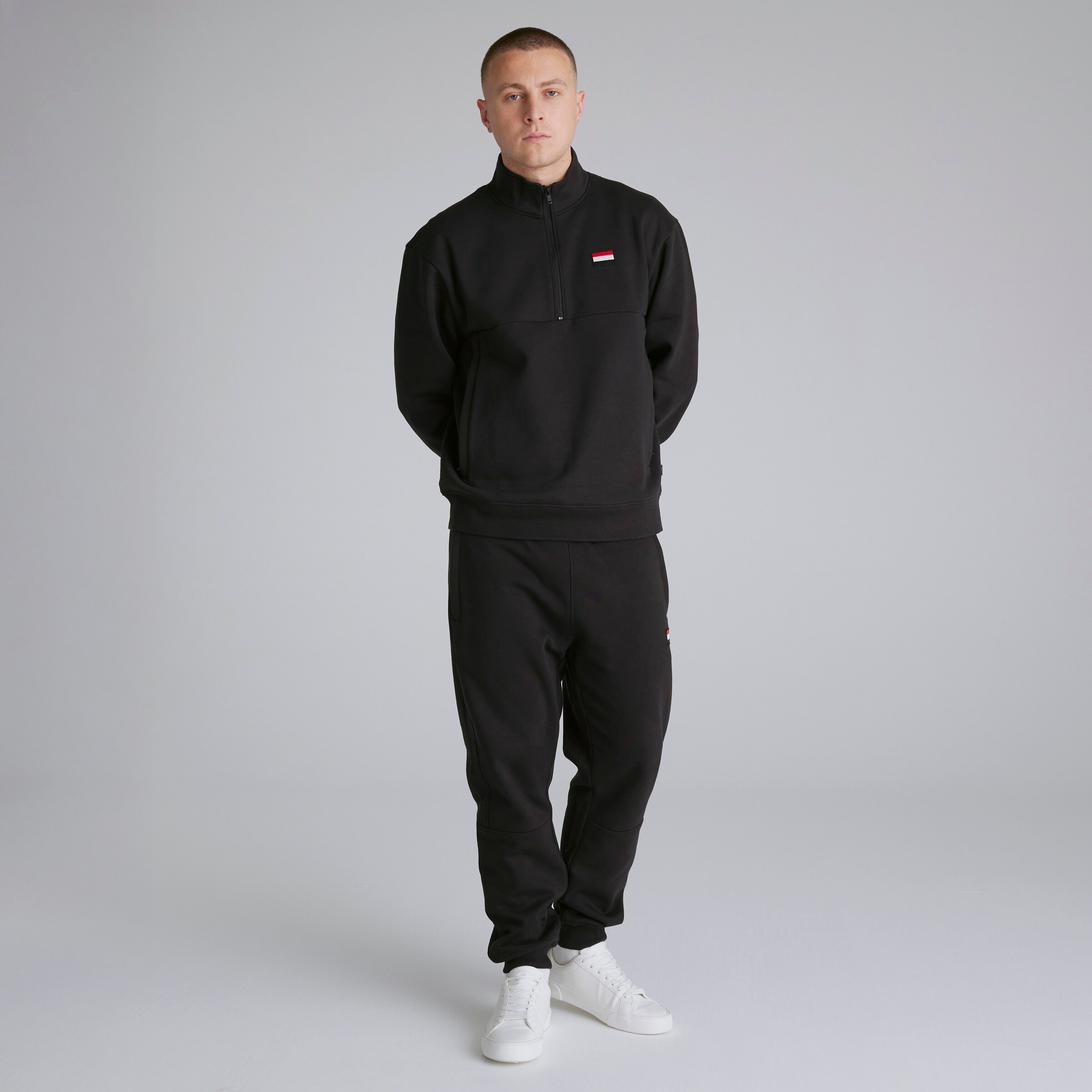 Manchester United Quarter Zip Sweatshirt Black Black Detail [3-5]