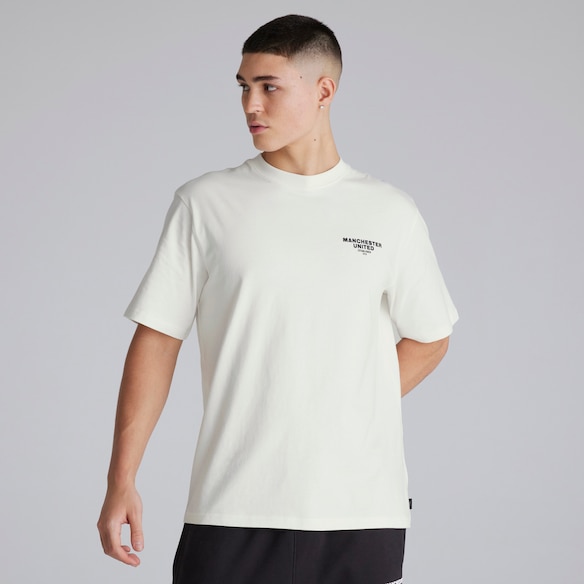 Manchester United Mens Back Print T-Shirt Cream