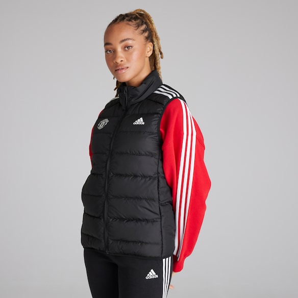 Manchester United x adidas Womens Essentials 3-Stripes Light Down Vest Black Black