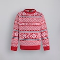 Manchester United Kids Fairisle Christmas Jumper Red