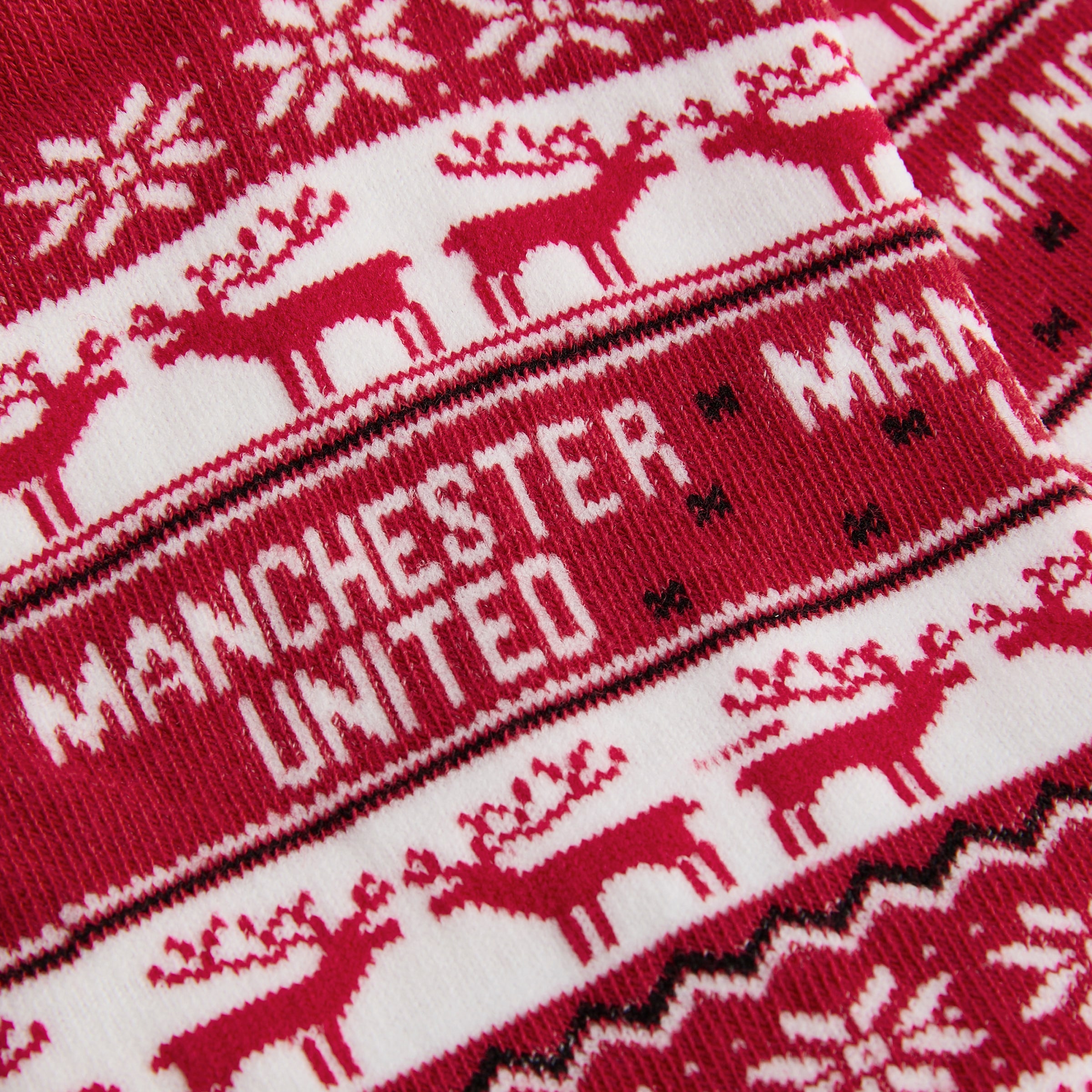 Manchester United Fairisle Christmas Socks Red Multi Detail [4-4]